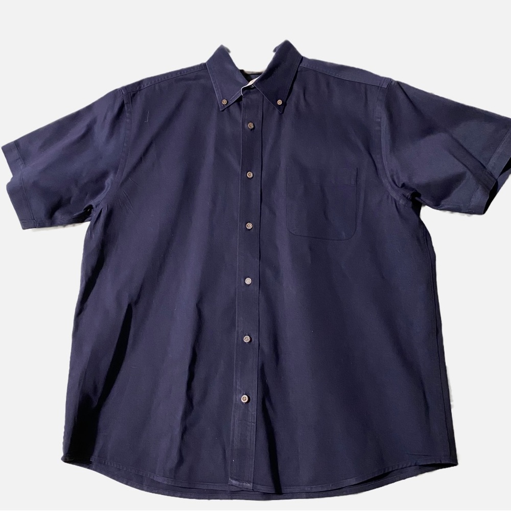 Harriton Men's Navy Blue Button-down Shirt Size Large